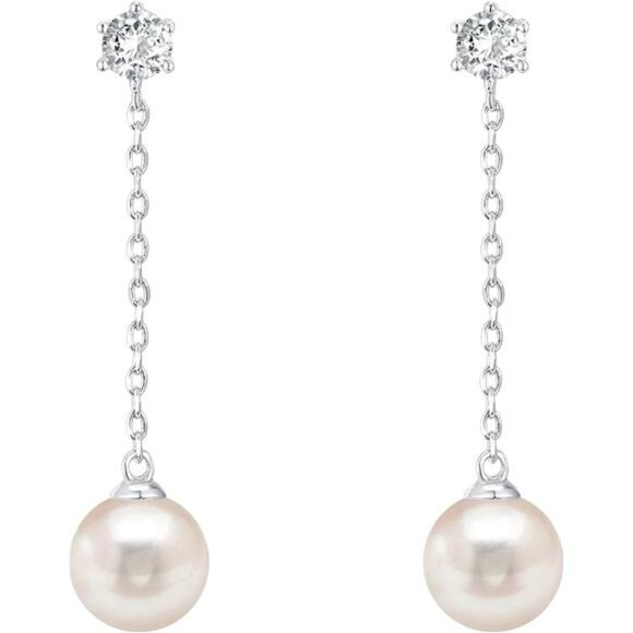 Gold Plated Sterling Silver Post Shell Pearl Drop Earrings | Pearl Earrings - Picture 3 of 6